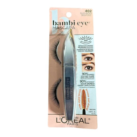 L'Oreal Paris Bambi Eye Washable Mascara Intense Lasting Volume Black Brown - Picture 2 of 7